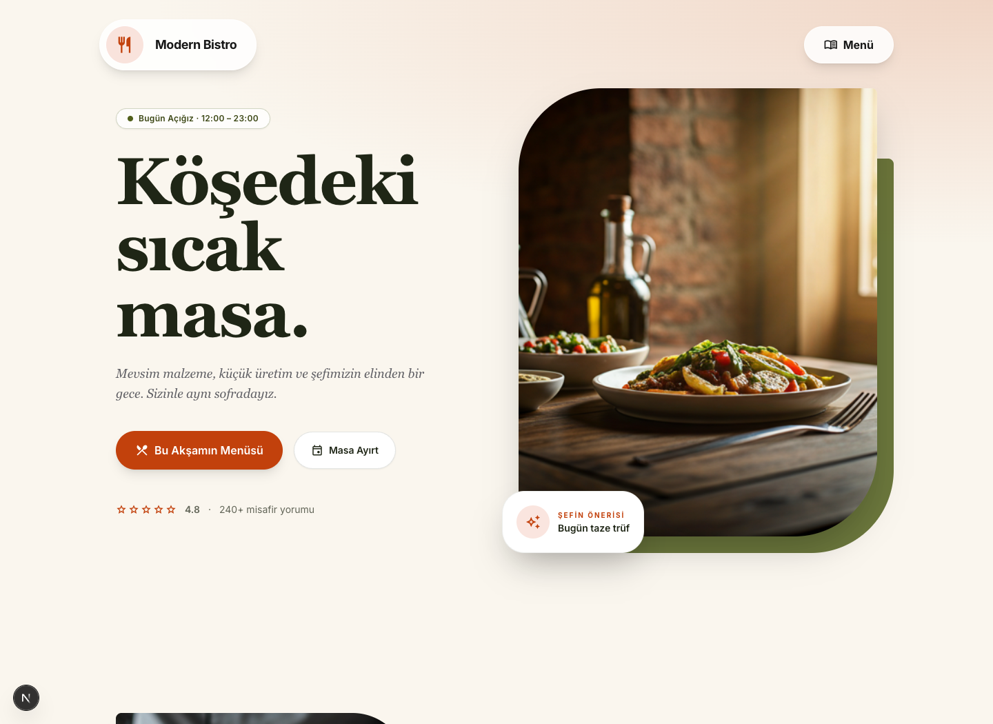 Modern Bistro şablonu önizlemesi