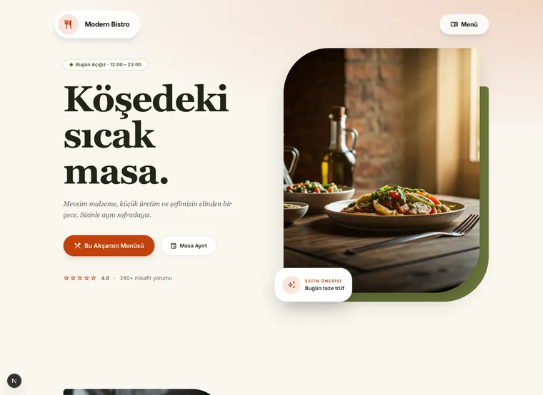 Modern Bistro şablonu — aydınlık bistro tasarımı