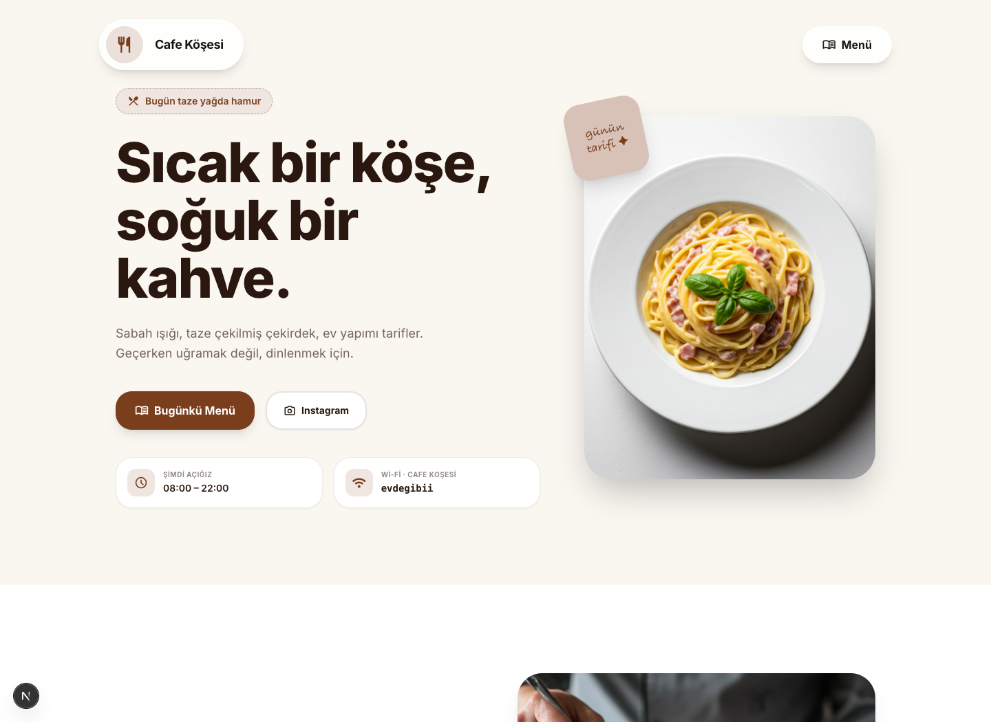 Cafe Köşesi şablonu önizlemesi
